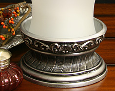 Flameless Antique Silver Base Hurricane 14 Inch